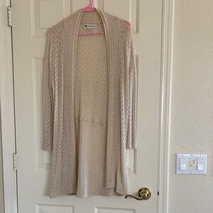 Valerie Bertinelli Beige Open-Front Cardigan